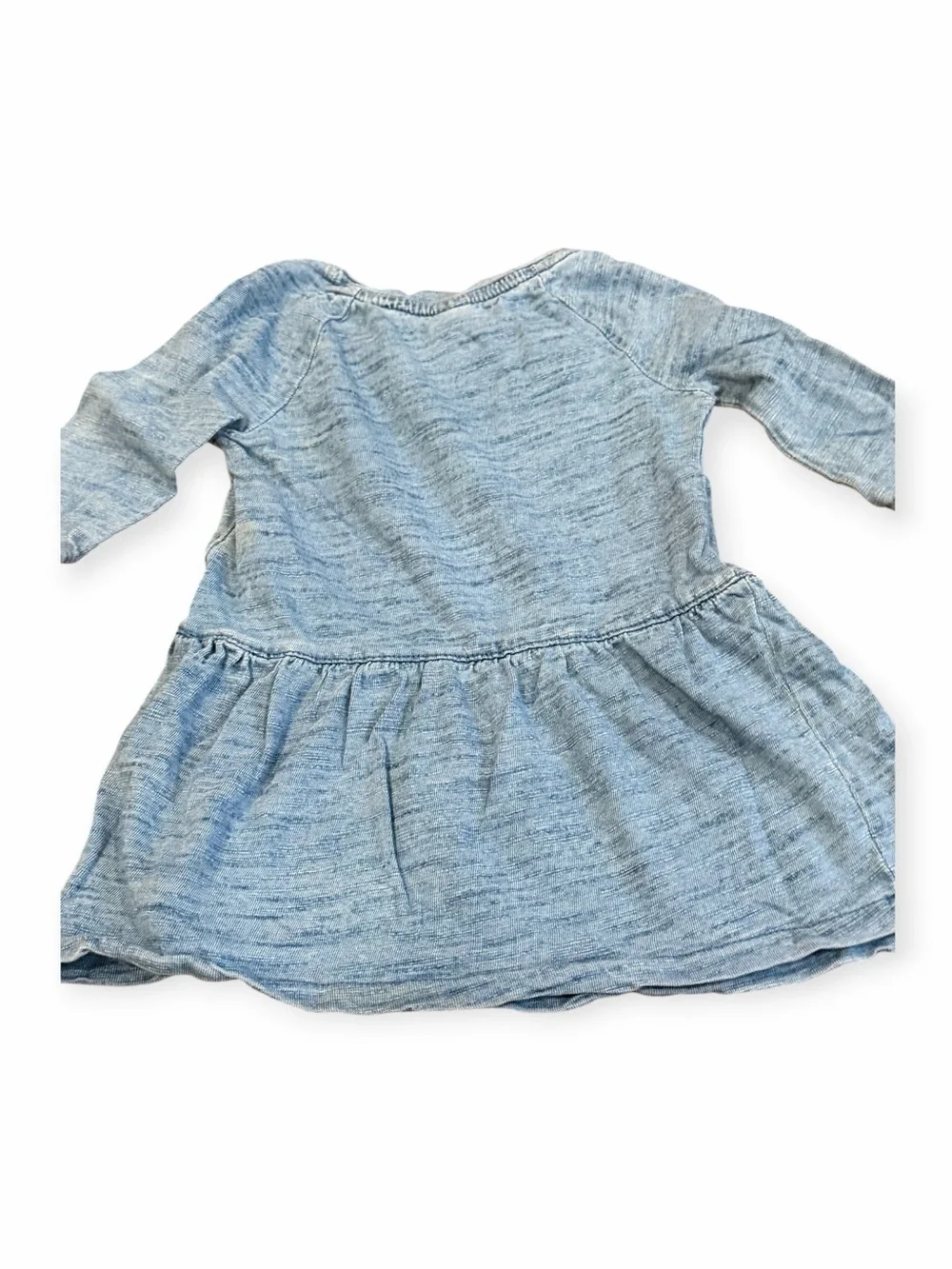 GAP Light Blue Girls' Long-Sleeve Knit Peplum Dress, Size 12-18 months